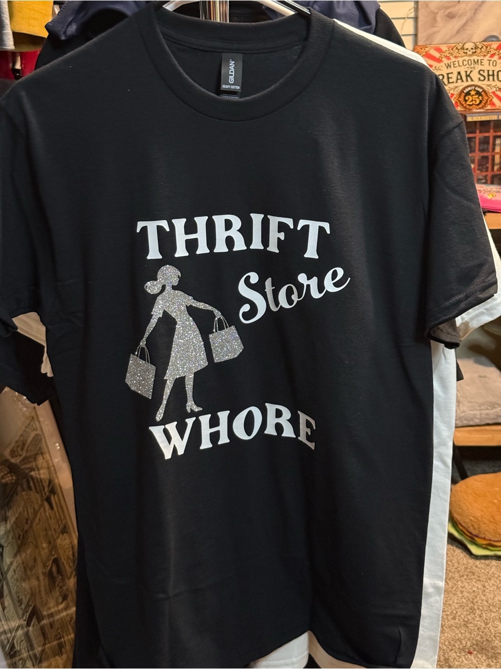 New Custom Black "Thrift Store W”Graphic Tee